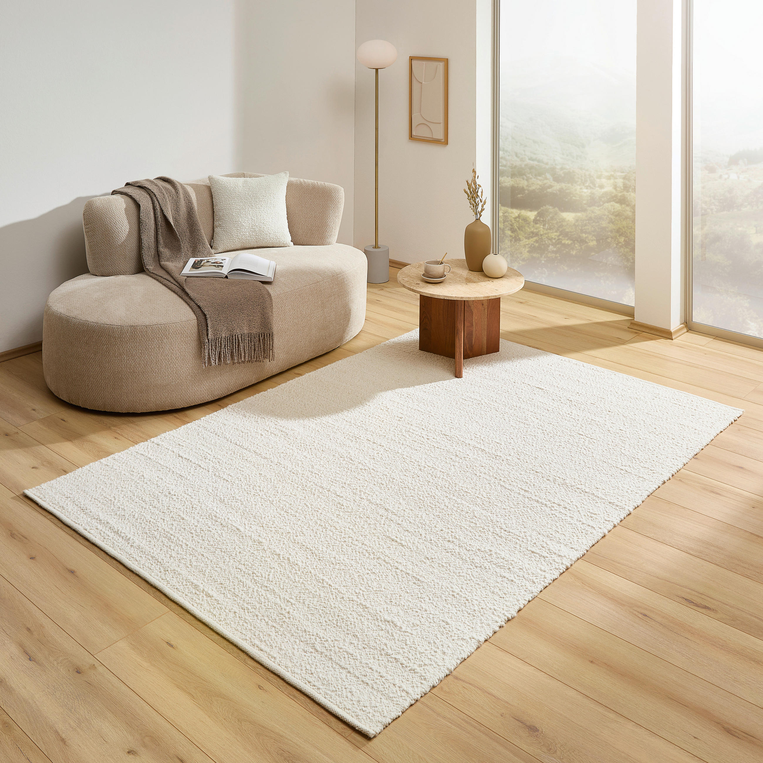 HANDWEBTEPPICH 70/140 cm Weiß  - Weiß, Natur, Textil (70/140cm) - Linea Natura