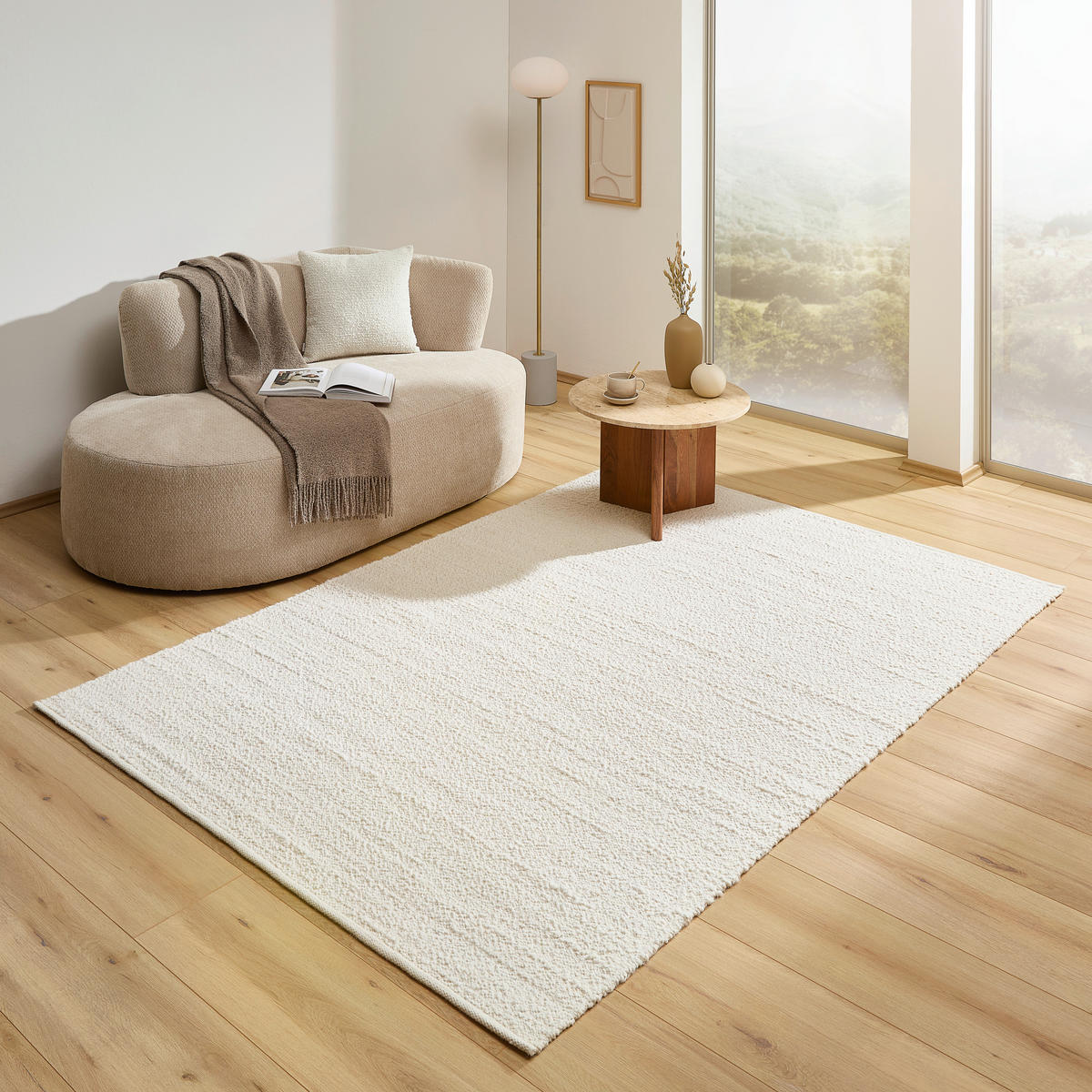 KÉZI SZÖVÉSŰ SZŐNYEG   - fehér, Natur, textil (160/230cm) - Linea Natura
