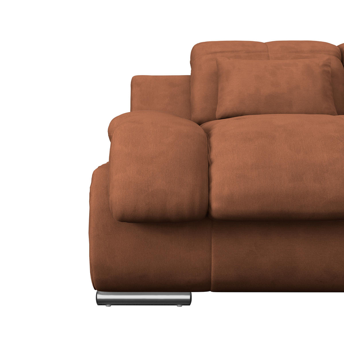 WOHNLANDSCHAFT Cognac Mikrofaser  - Chromfarben/Dunkelgrau, MODERN, Textil/Metall (184/345/228cm) - MID.YOU