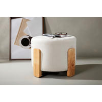 POUF 52.5/43/52.5 cm  - Hellbraun/Weiß, Design, Holz/Textil (52.5/43/52.5cm) - Livetastic