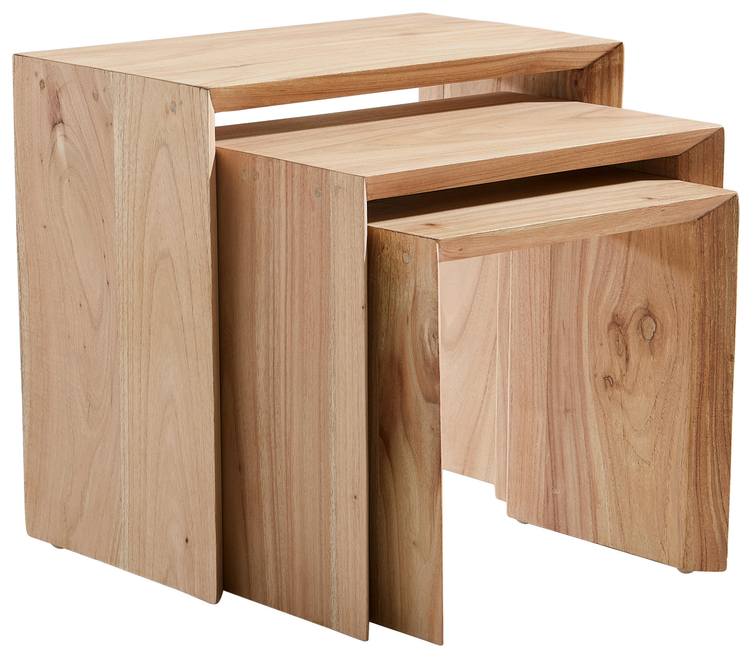 BEISTELLTISCH Mindiholz vollmassiv Naturfarben quadratisch  - Naturfarben, Design, Holz (50/43/36/46/40/35/29/29/29cm) - Livetastic