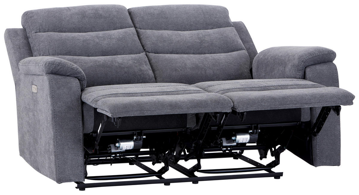 2-SITZER-SOFA Webstoff Grau  - Schwarz/Grau, KONVENTIONELL, Kunststoff/Textil (153/102/93cm) - P & B