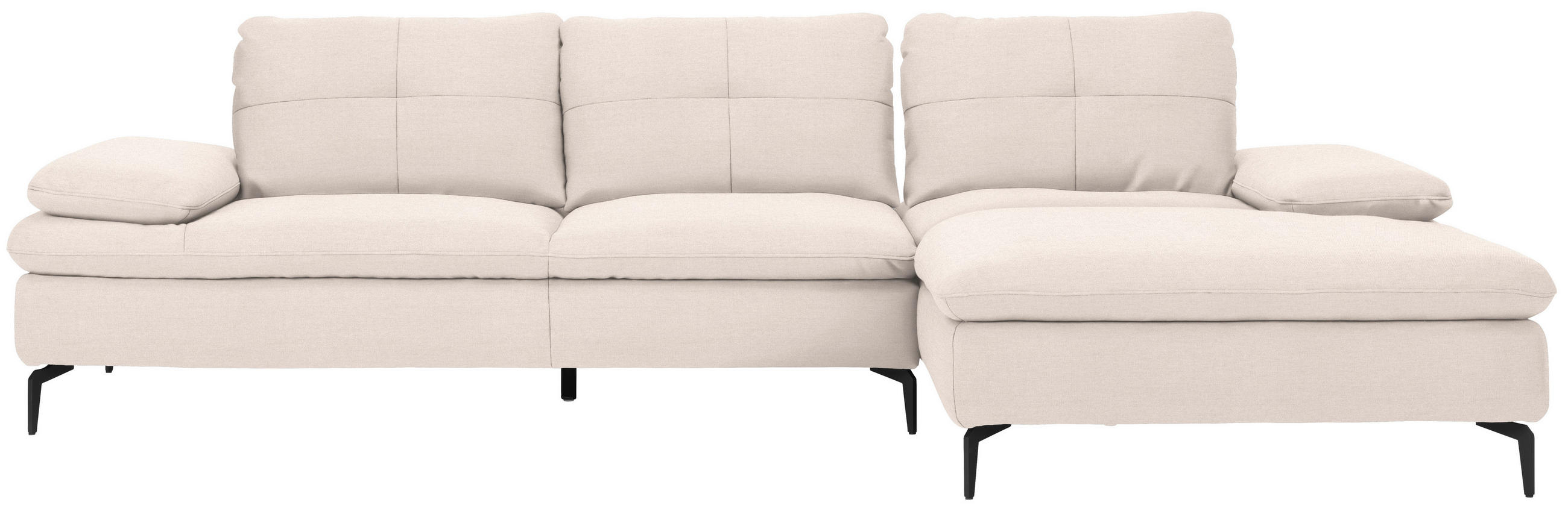 ECKSOFA in Webstoff Creme  - Creme/Schwarz, Design, Textil/Metall (301/179cm) - Chilliano