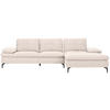 ECKSOFA in Webstoff Creme  - Creme/Schwarz, Design, Textil/Metall (301/179cm) - Chilliano