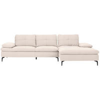 ECKSOFA in Webstoff Creme  301/179 cm  - Creme/Schwarz, Design, Textil/Metall (301/179cm) - Chilliano