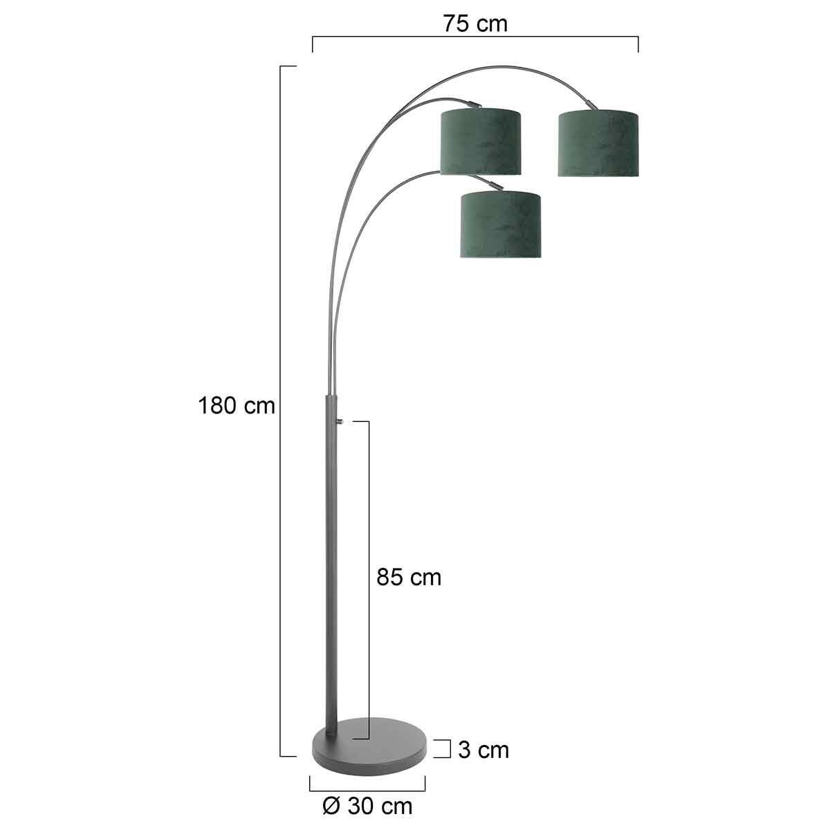 STEHLEUCHTE SPARKLED LIGHT 30/180/75 cm  - Schwarz/Grün, Trend, Leder/Metall (30/180/75cm)