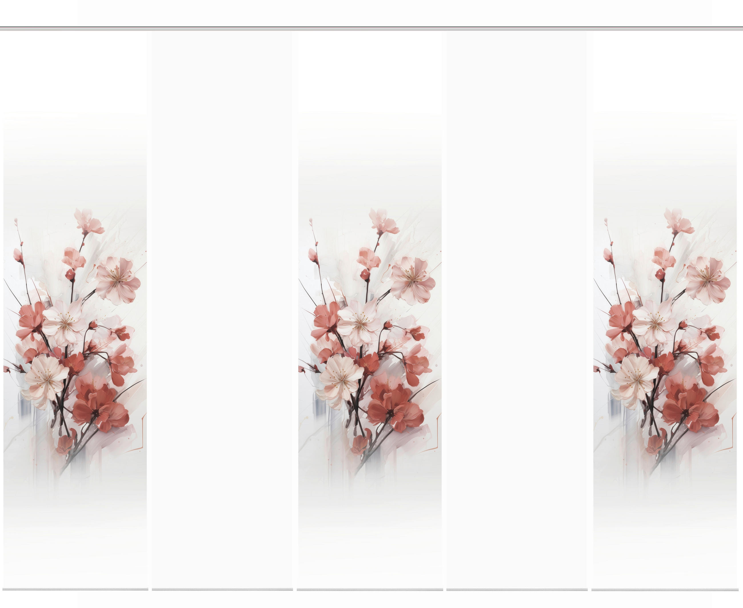 XXXLutz Flächenvorhang Lotus Weiß, Altrosa 60x245 cm