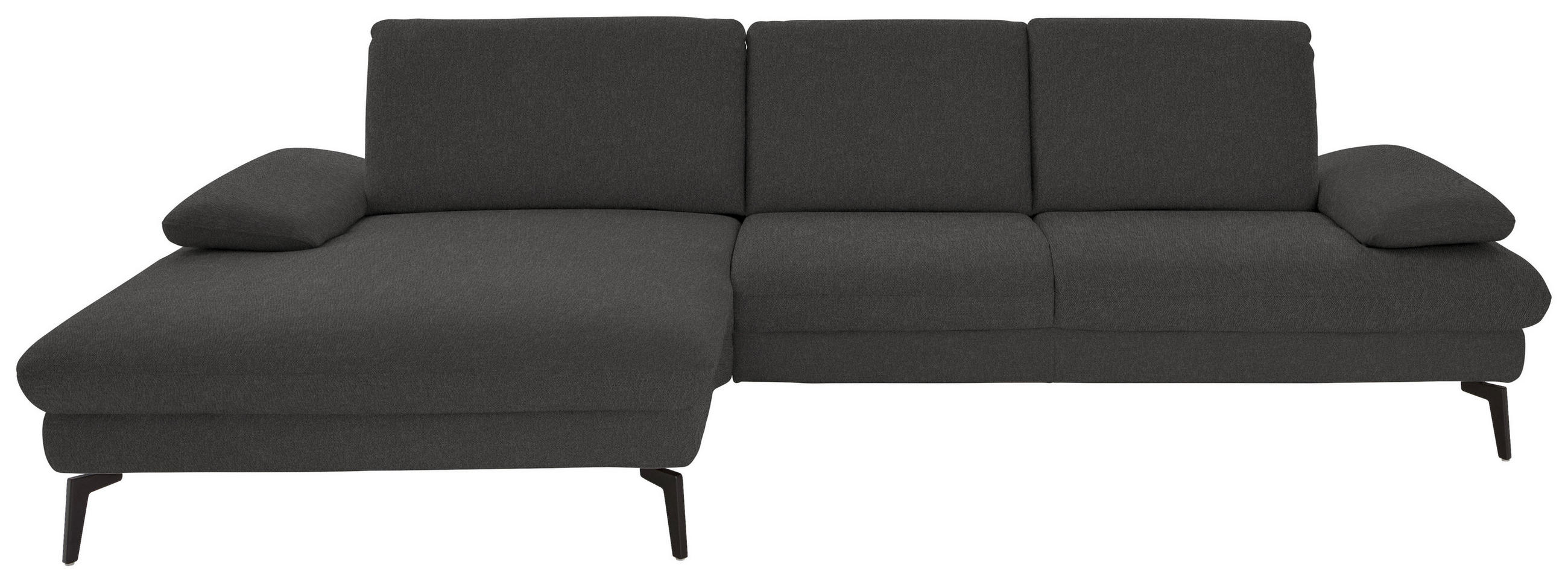 ECKSOFA in Chenille, Mikrofaser Graubraun  157/299 cm  - Graubraun/Schwarz, Design, Textil/Metall (157/299cm) - Dieter Knoll