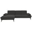 ECKSOFA in Chenille, Mikrofaser Graubraun  - Graubraun/Schwarz, Design, Textil/Metall (157/299cm) - Dieter Knoll