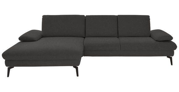 ECKSOFA in Chenille, Mikrofaser Graubraun  - Graubraun/Schwarz, Design, Textil/Metall (157/299cm) - Dieter Knoll