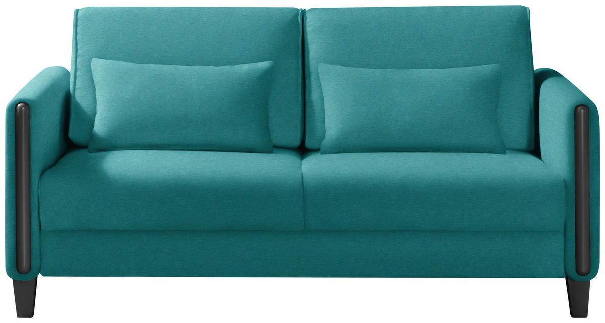 SCHLAFSOFA in Holz, Textil Schwarz, Türkis  - Türkis/Schwarz, Design, Holz/Textil (174/88/104cm) - Niels Andersson