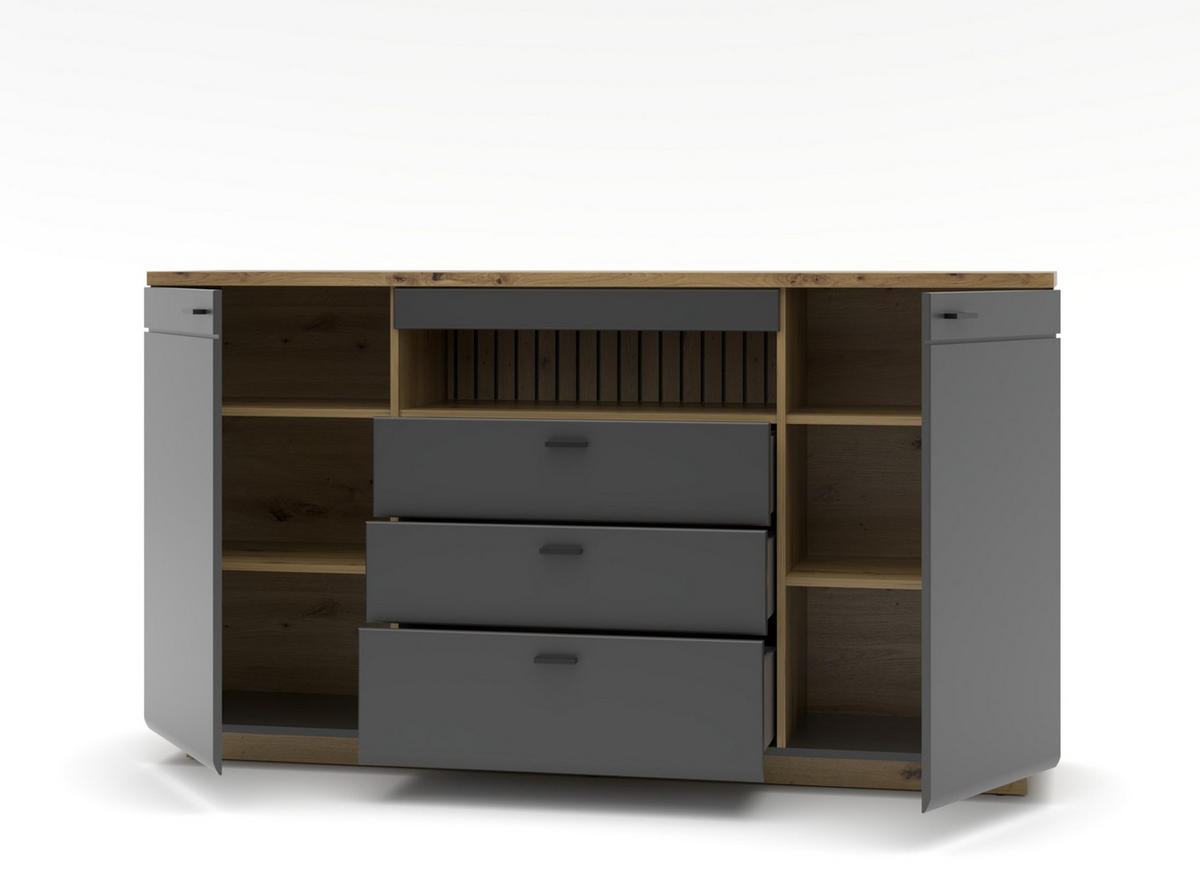 SIDEBOARD  in 175/98/47 cm  - Graphitfarben/Schwarz, Design, Holzwerkstoff/Metall (175/98/47cm) - MID.YOU