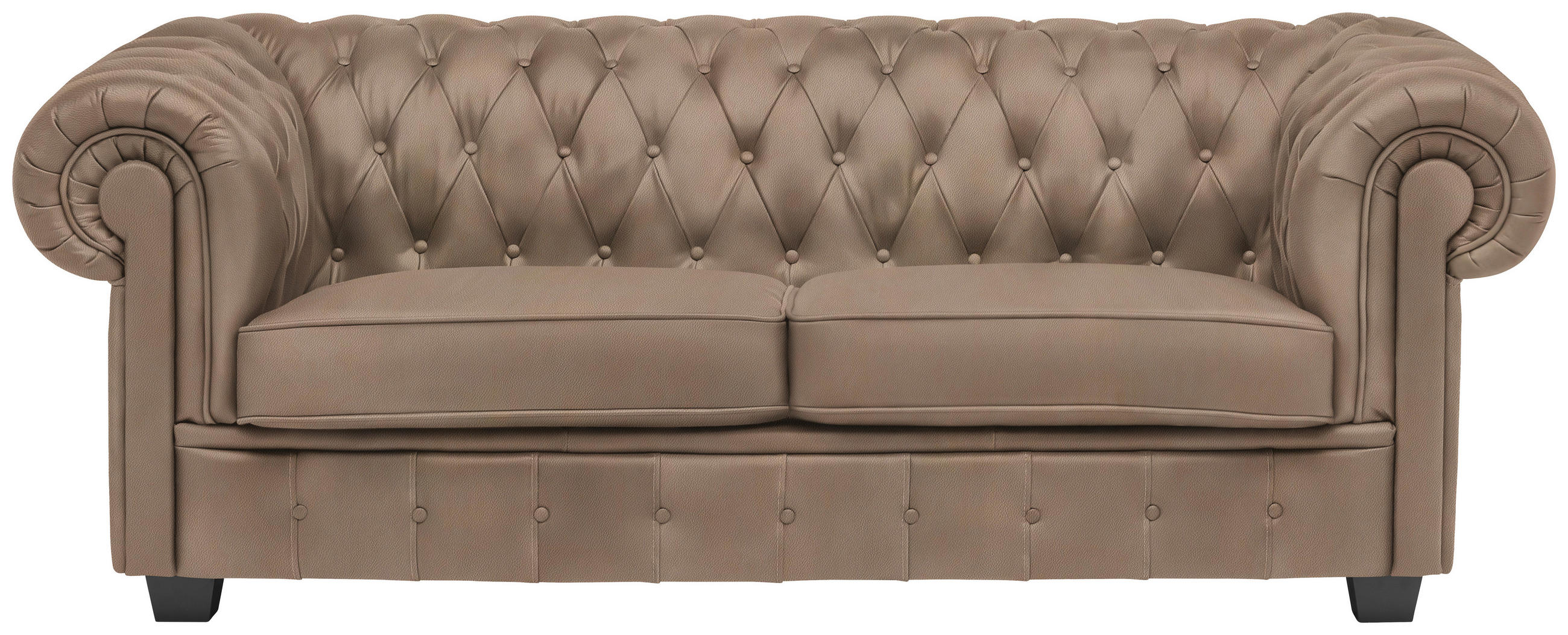 CHESTERFIELD-SOFA in Lederlook Hellbraun  - Wengefarben/Hellbraun, Lifestyle, Holz/Textil (206/76,5/96cm) - Landscape