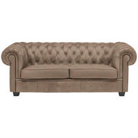 CHESTERFIELD-SOFA in Lederlook Hellbraun  - Wengefarben/Hellbraun, Lifestyle, Holz/Textil (206/76,5/96cm) - Landscape