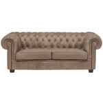 CHESTERFIELD-SOFA in Lederlook Hellbraun  - Wengefarben/Hellbraun, LIFESTYLE, Holz/Textil (206/76,5/96cm) - Landscape
