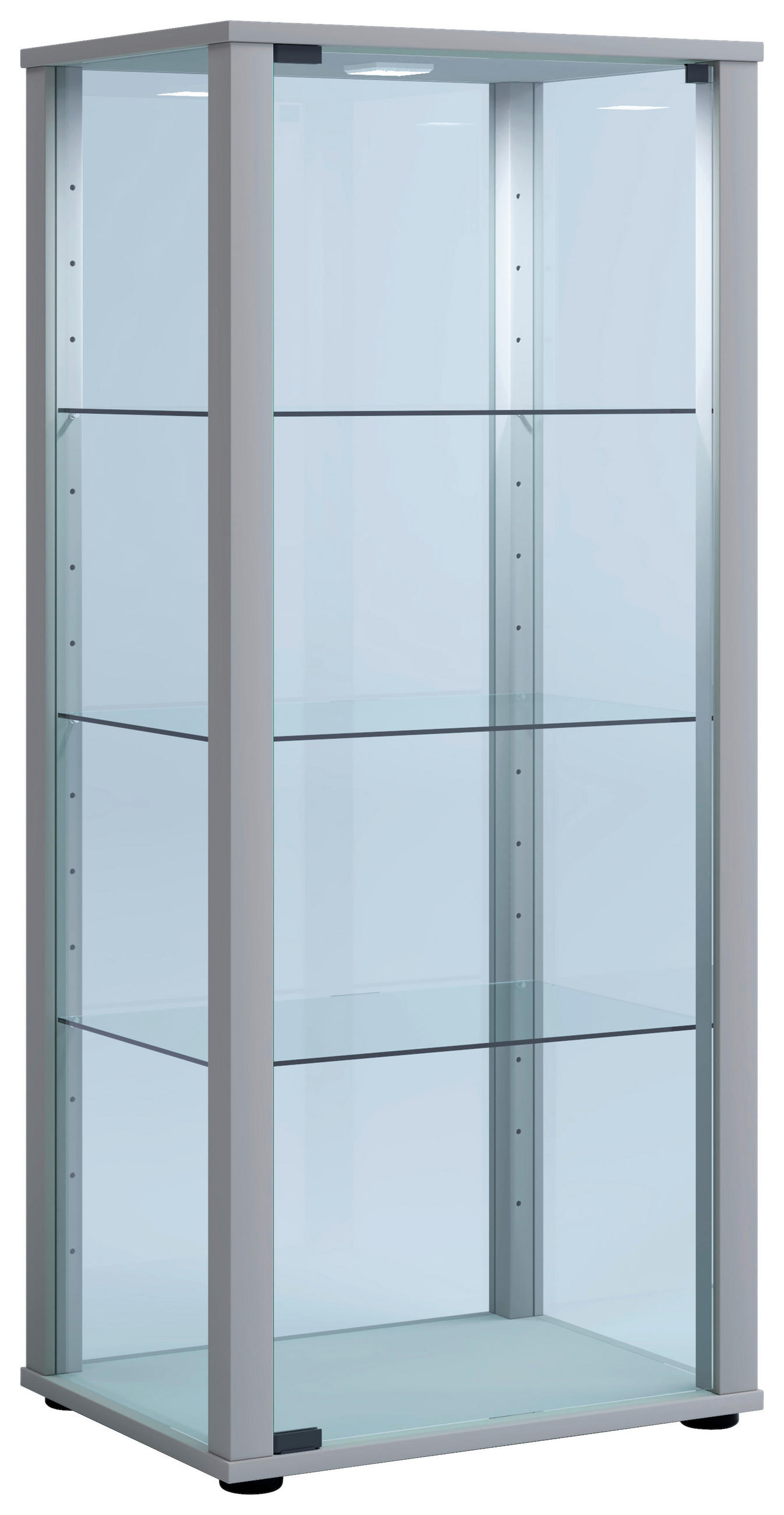 VITRINE in Silberfarben  - Silberfarben/Schwarz, MODERN, Glas/Holzwerkstoff (50/114,5/38cm) - MID.YOU