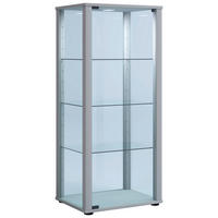 VITRINE in Silberfarben  - Silberfarben/Schwarz, MODERN, Glas/Holzwerkstoff (50/114,5/38cm) - MID.YOU