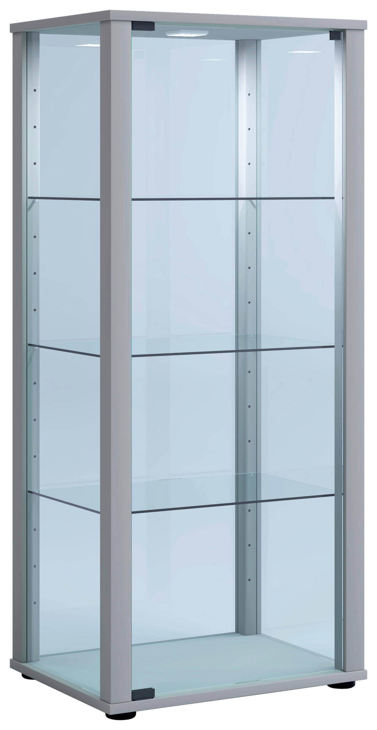 VITRINE in Silberfarben  - Silberfarben/Schwarz, MODERN, Glas/Holzwerkstoff (50/114,5/38cm) - MID.YOU