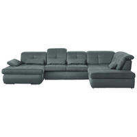 WOHNLANDSCHAFT Mikrofaser Blaugrau  - Chromfarben/Blaugrau, Design, Textil (195/371/260cm) - Beldomo Style