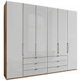 DREHTÜRENSCHRANK  in Weiß, Eiche Bianco  - Schieferfarben/Eiche Bianco, KONVENTIONELL, Glas/Holzwerkstoff (250/236/58cm) - Dieter Knoll