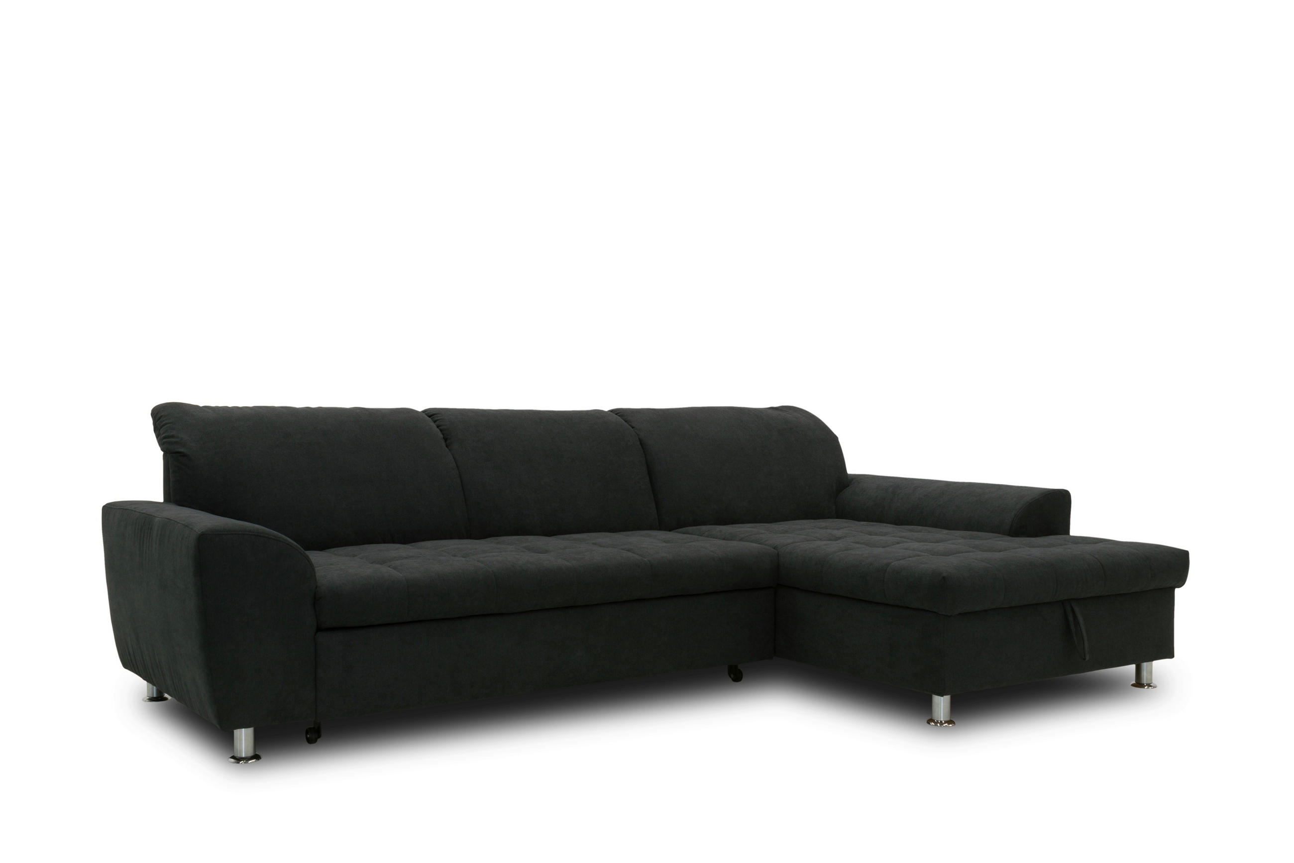 ECKSOFA MERIDIAN Schwarz Mikrofaser  - Chromfarben/Schwarz, KONVENTIONELL, Textil/Metall (278/171cm) - MID.YOU