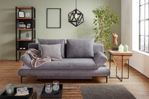 BÄDDSOFFA i flatväv mörkgrå  - mörkgrå/ljusgrå, Modern, metall/textil (191/42-76/86cm) - MID.YOU