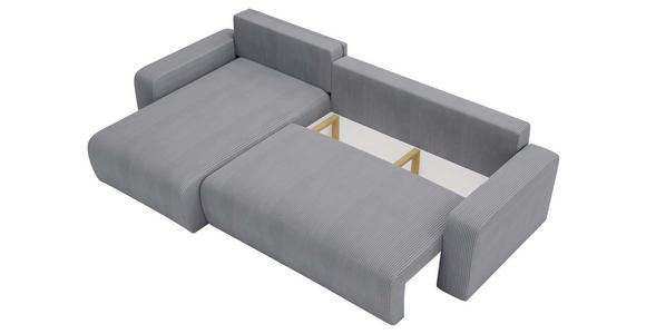 ECKSOFA in Cord Grau  - Schwarz/Grau, MODERN, Kunststoff/Textil (150/245cm) - Carryhome