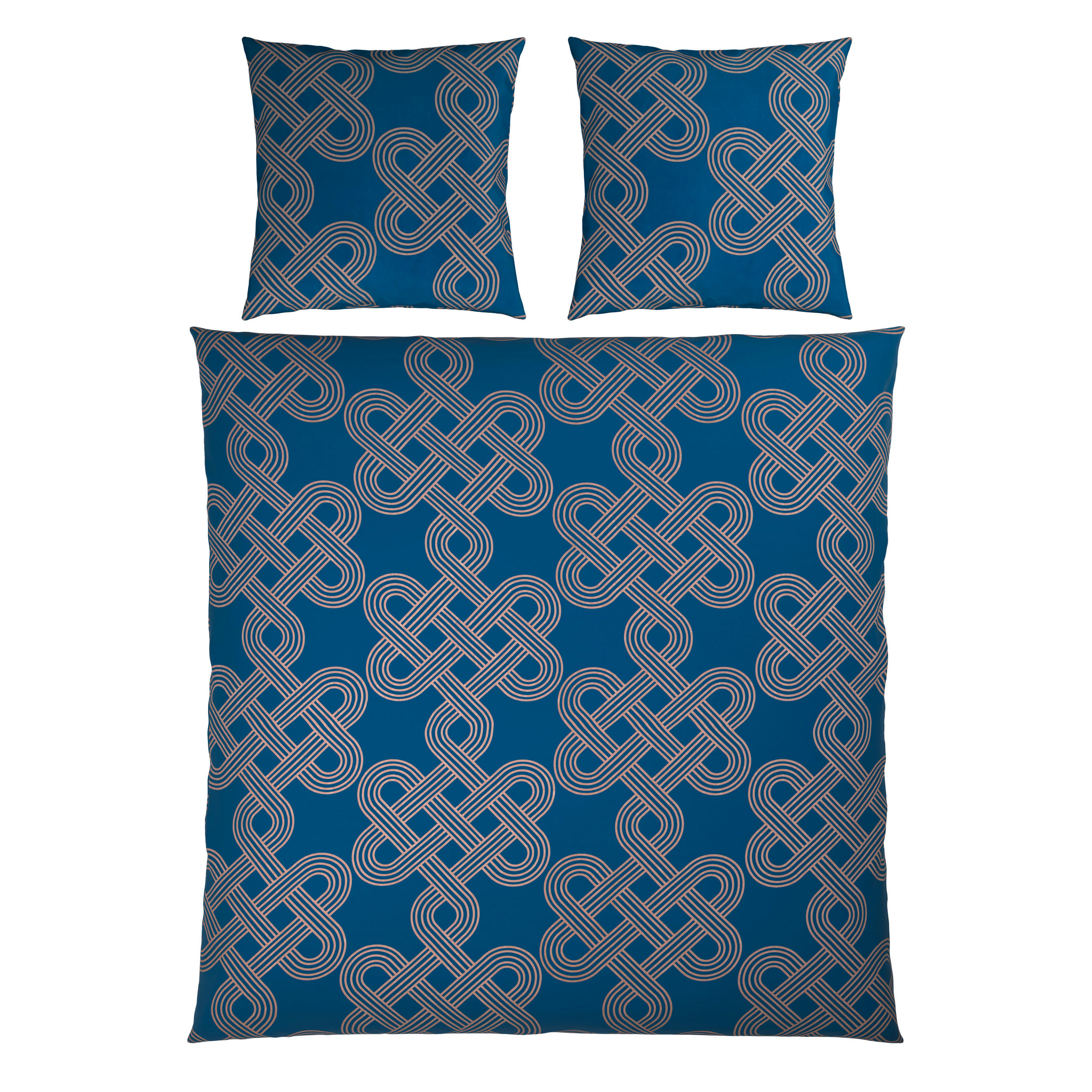 BETTWÄSCHE TIJN Satin 200/200 cm  - Sandfarben/Blau, Design, Textil (200/200cm) - Novel