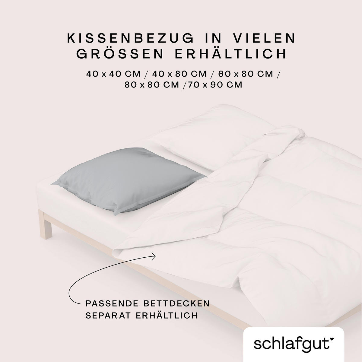 KOPFKISSENBEZUG WOVEN SATIN 80/80 cm  - Hellgrau, Basics, Textil (80/80cm) - Schlafgut