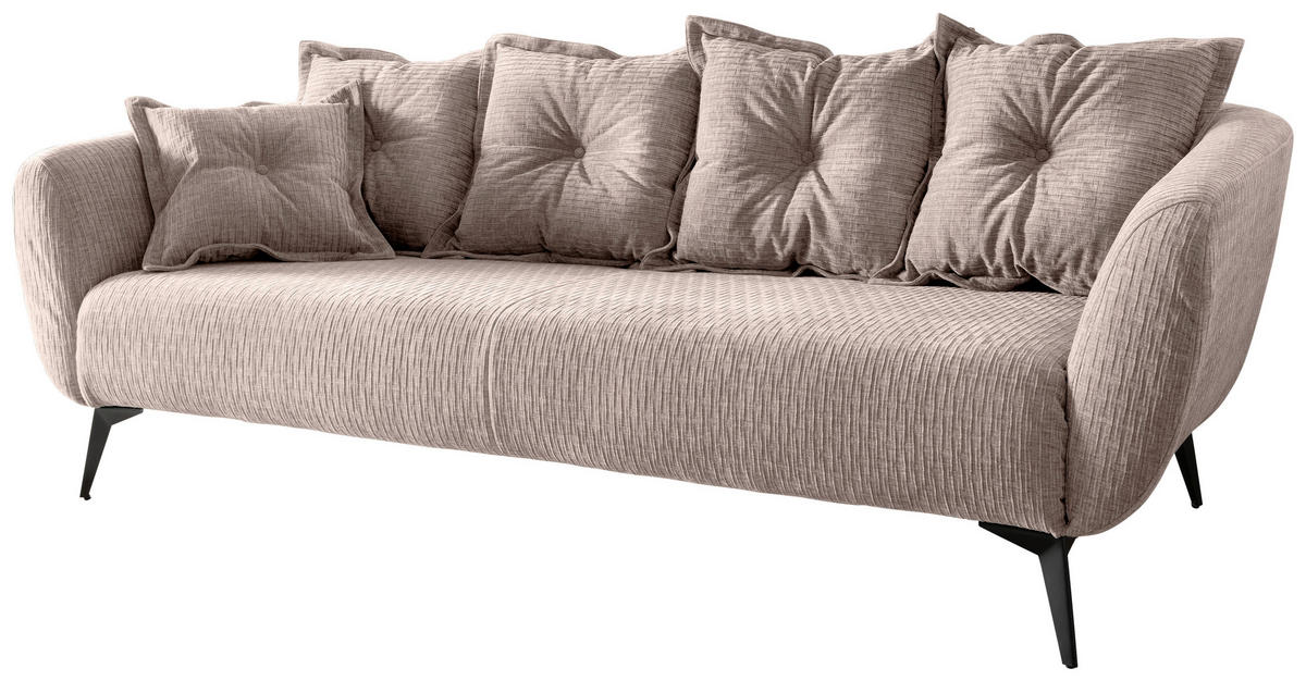 3-SITZER-SOFA in Mikrofaser Beige  - Beige/Schwarz, Modern, Textil/Metall (236/94/103cm) - Livetastic