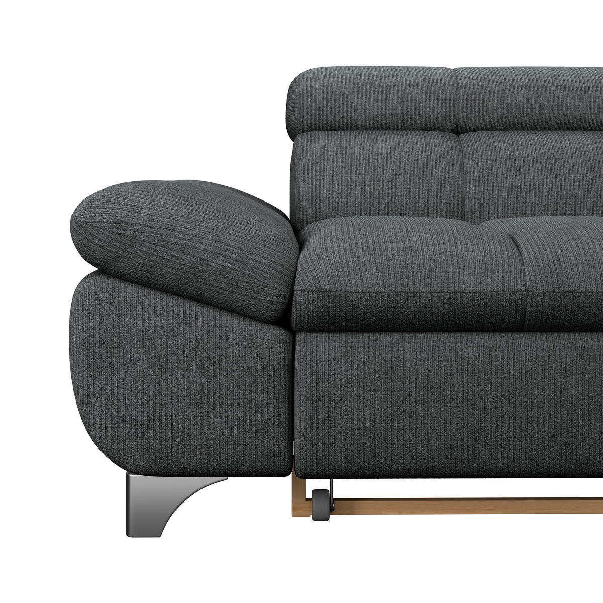 ECKSOFA Graphitfarben Chenille  - Chromfarben/Graphitfarben, KONVENTIONELL, Textil/Metall (312/234cm) - Livetastic
