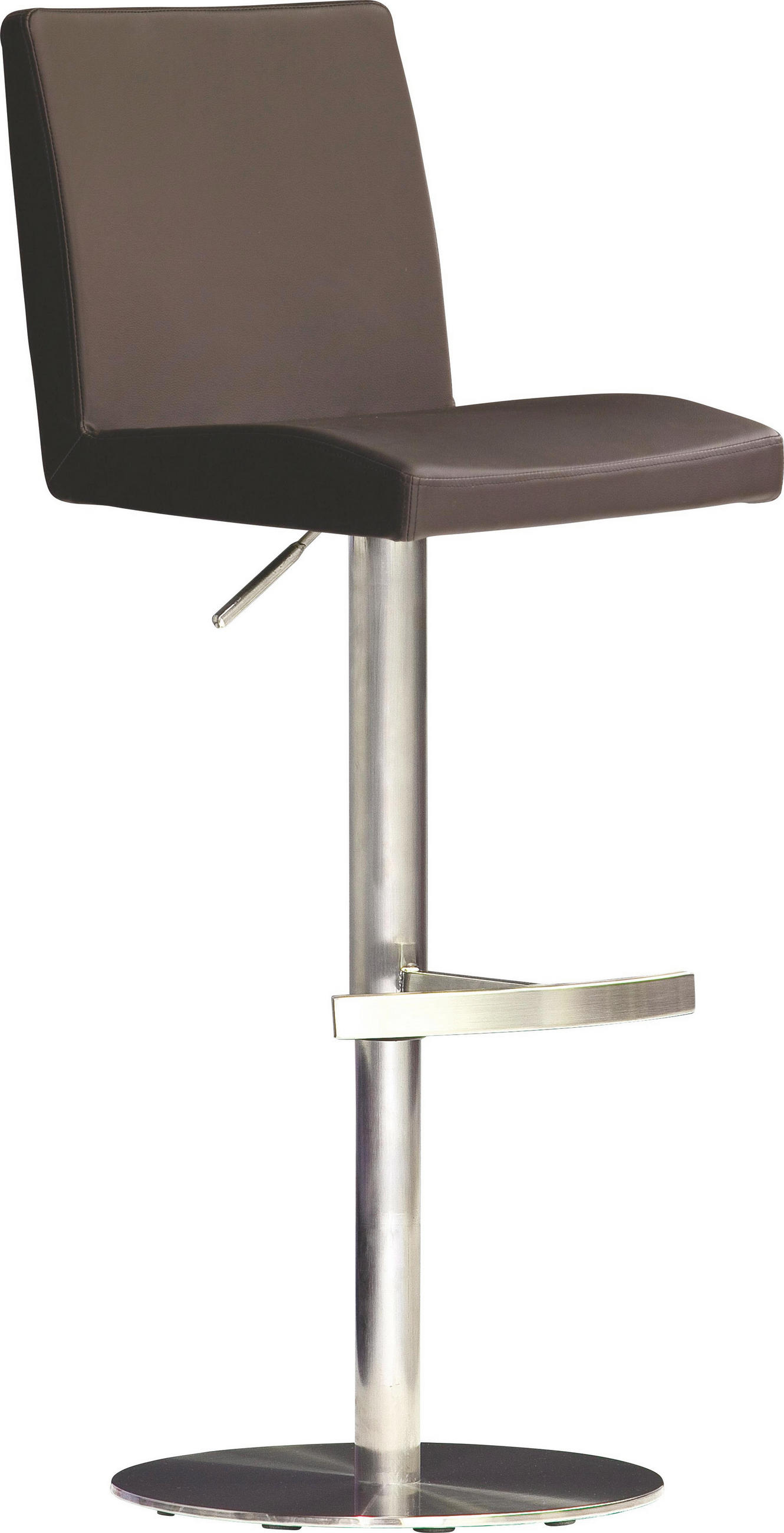 Barhocker in Metall, Textil Braun, Edelstahlfarben