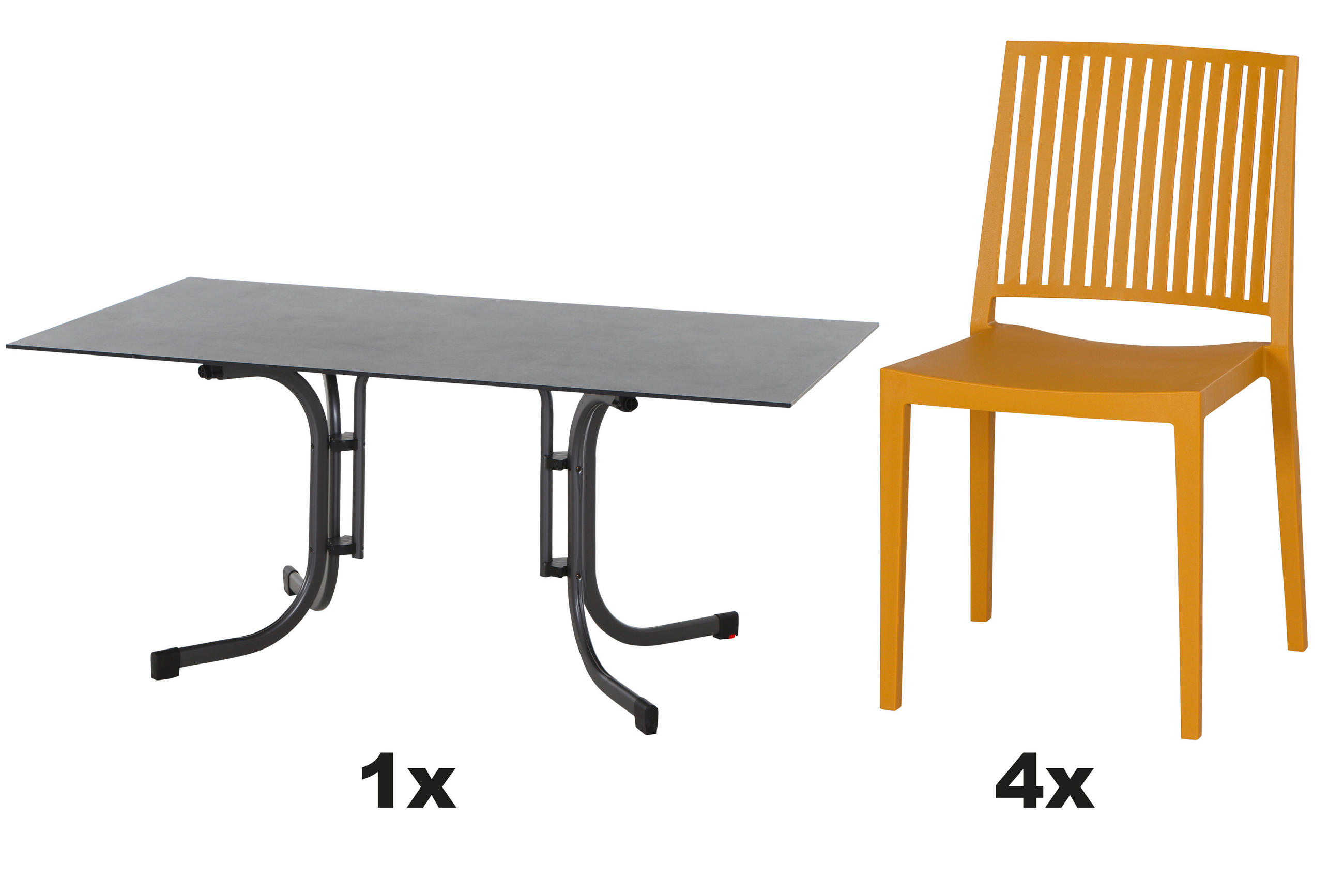 GARTENGARNITUR 5-teilig Stahl  - Anthrazit/Gelb, Basics, Kunststoff/Metall (90/80/160cm) - Siena Garden