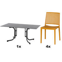 GARTENGARNITUR 5-teilig Stahl  - Anthrazit/Gelb, Basics, Kunststoff/Metall (90/80/160cm) - Siena Garden