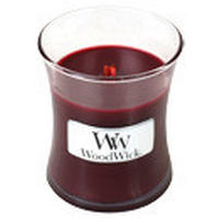 DIŠEČA SVEČA - rdečerjava, Basics, steklo/leseni material (7/7/8cm) - WoodWick