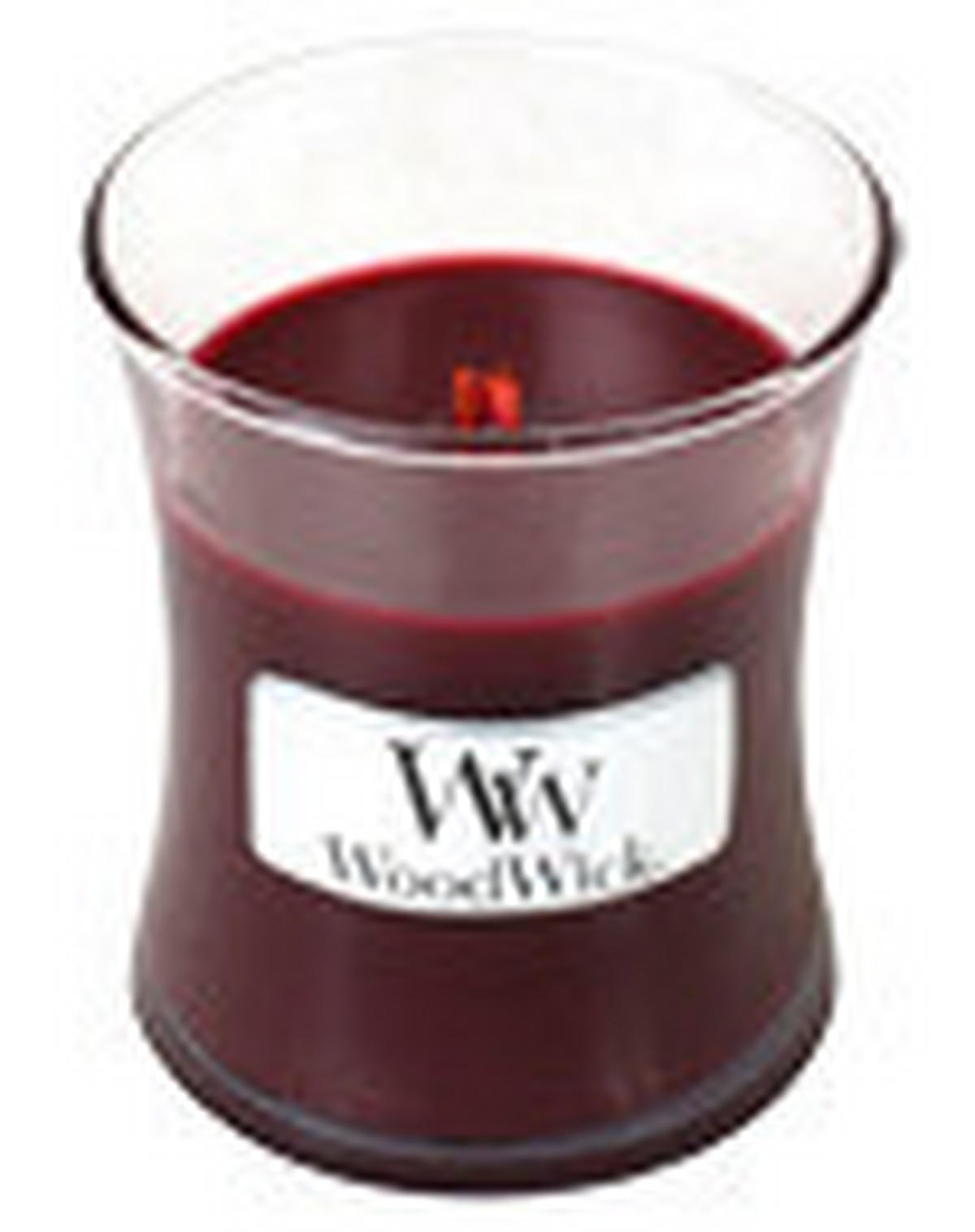 DIŠEČA SVEČA - rdečerjava, Basics, steklo/leseni material (7/7/8cm) - WoodWick