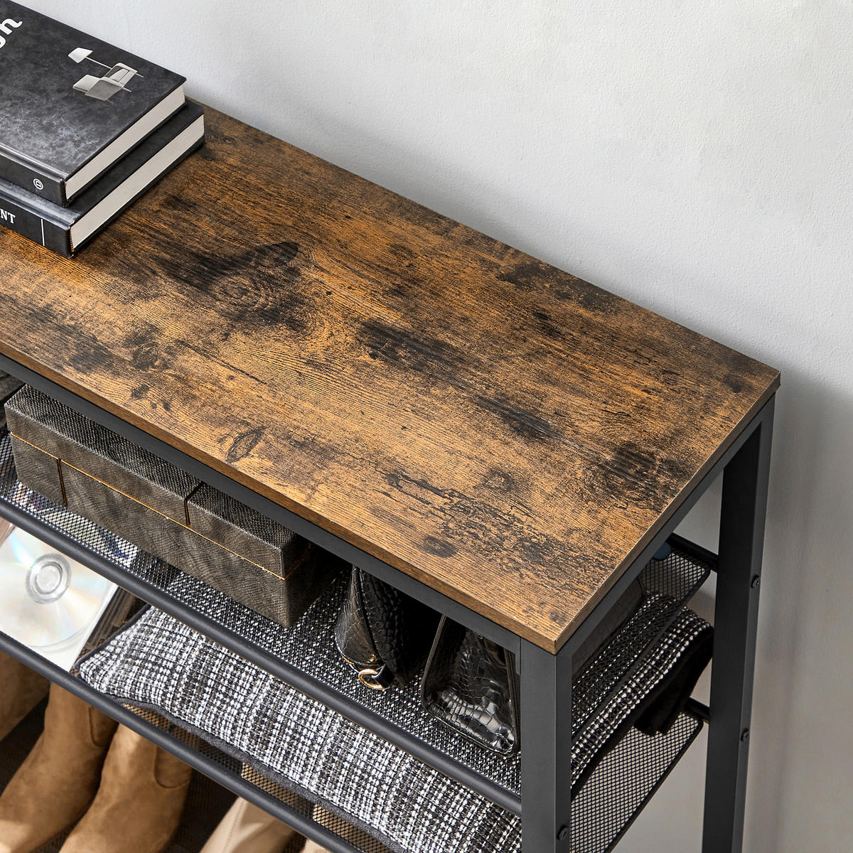 SCHUHREGAL 100/152/30 cm  - Schwarz/Braun, MODERN, Holzwerkstoff/Metall (100/152/30cm) - MID.YOU