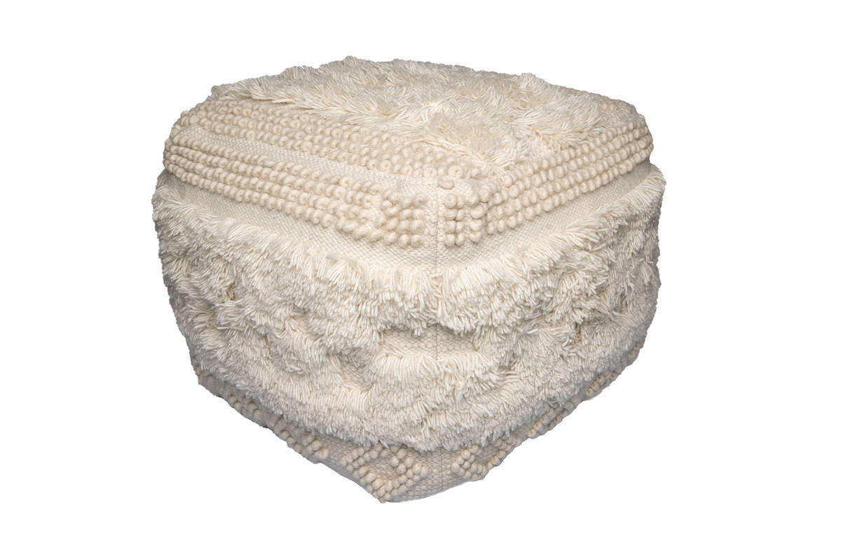 POUF Makramee Struktur 38/50/38 cm  - Creme, Trend, Textil (38/50/38cm) - Kayoom