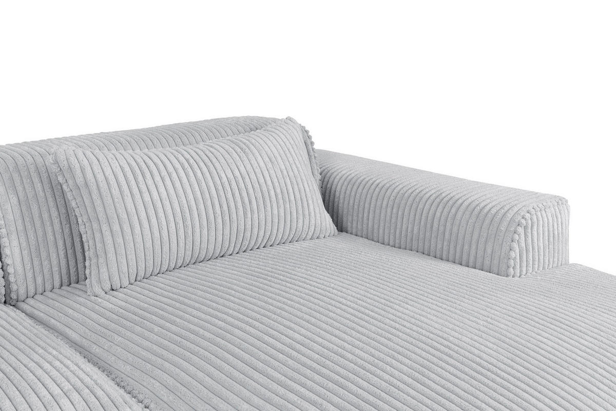 ECKSOFA BILLUND Hellgrau Cord Nierenkissen  - Hellgrau/Schwarz, KONVENTIONELL, Kunststoff/Textil (294/165cm) - Livetastic