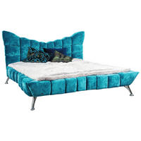 POLSTERBETT Türkis 180/200 cm  - Türkis/Silberfarben, Design, Textil/Metall (180/200cm) - Bretz
