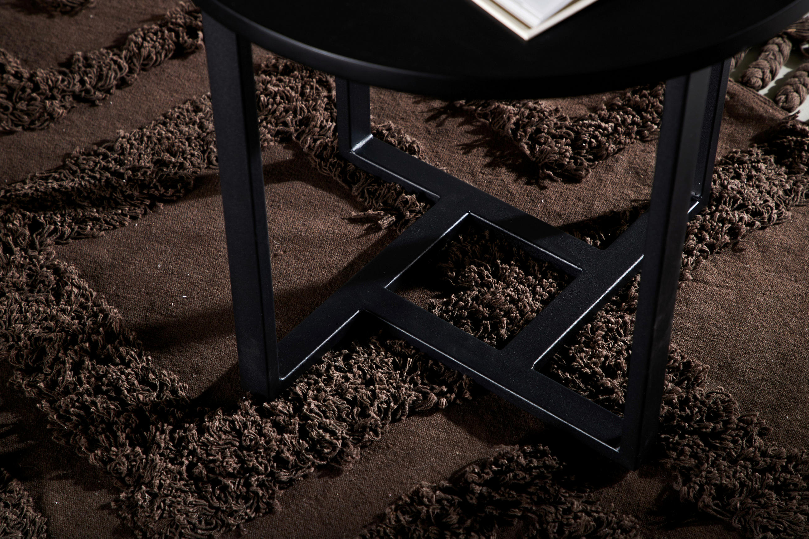 COUCHTISCH in Holz, Metall 50/50/45 cm  - Schwarz, Design, Holz/Metall (50/50/45cm) - Livetastic