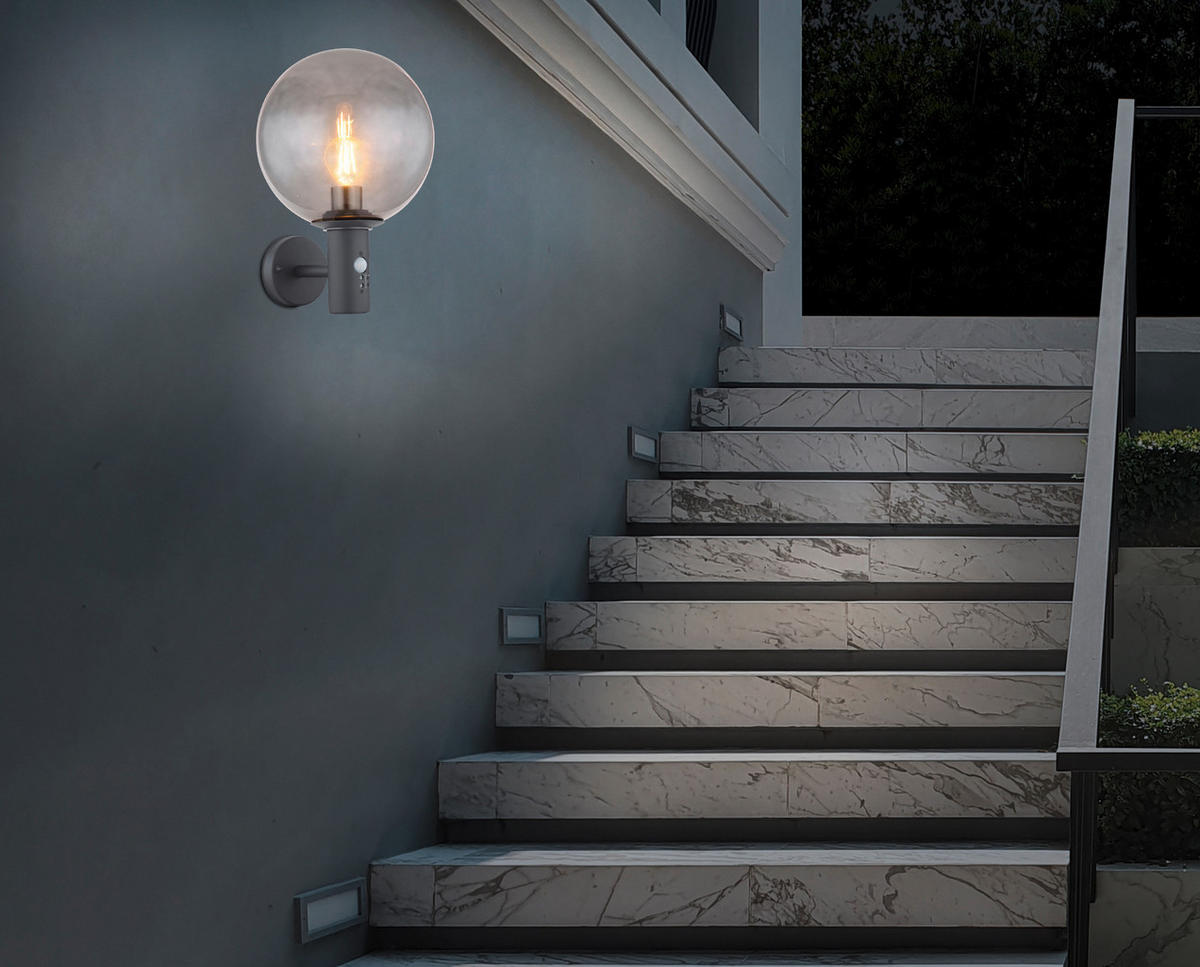 LED-AUSSENLEUCHTE - Anthrazit, Konventionell, Glas/Metall (25/37cm) - Globo