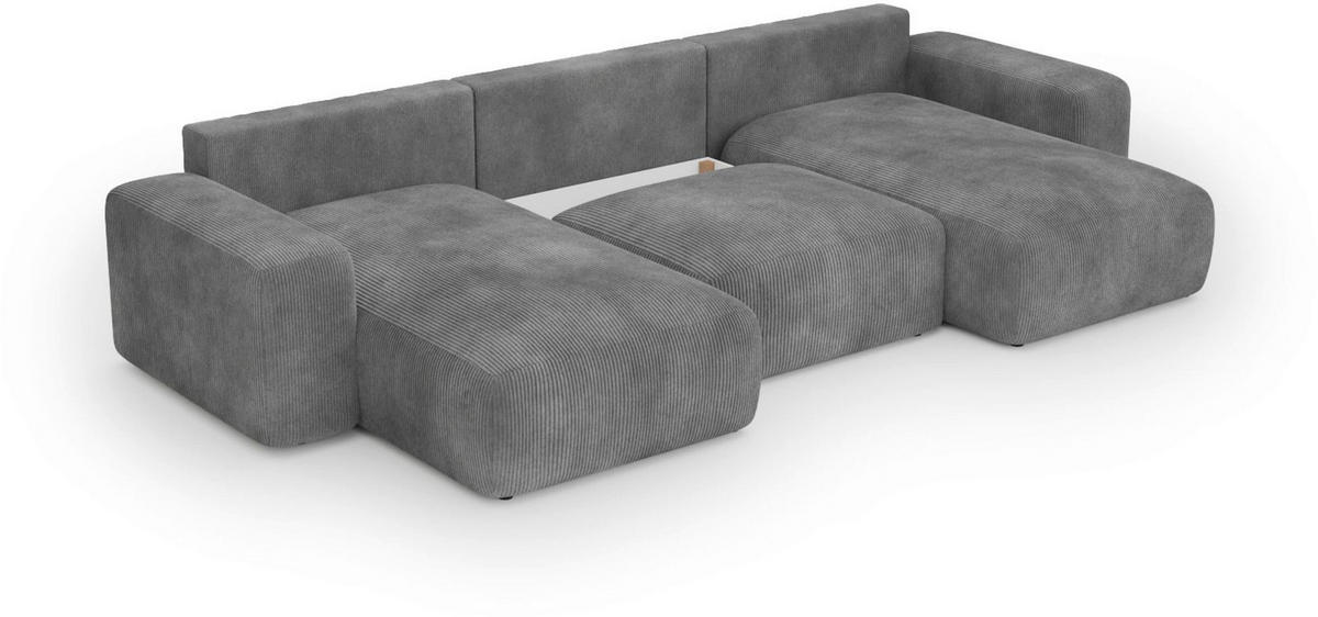 WOHNLANDSCHAFT Anthrazit Cord  - Anthrazit/Schwarz, Basics, Kunststoff/Textil (176/364/176cm) - Lomoco
