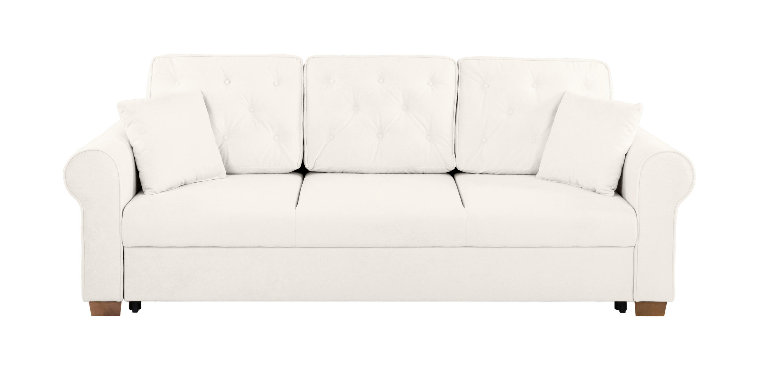 SCHLAFSOFA in Bouclé Creme  - Buchefarben/Creme, Design, Holz/Textil (240/94/98cm) - MID.YOU