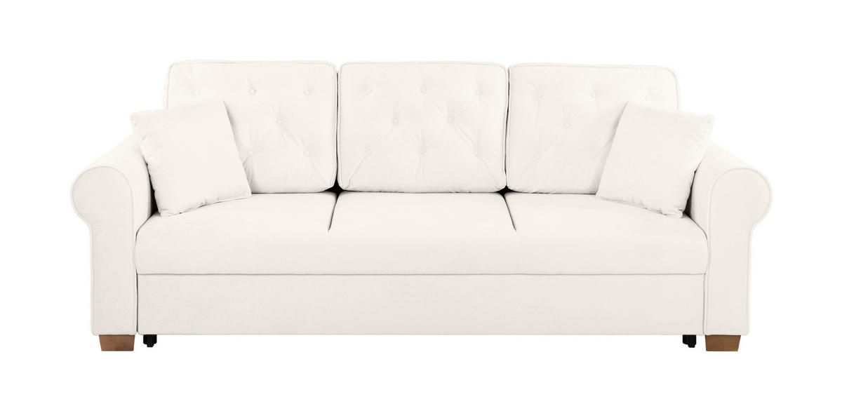 SCHLAFSOFA in Bouclé Creme  - Buchefarben/Creme, Design, Holz/Textil (240/94/98cm) - MID.YOU