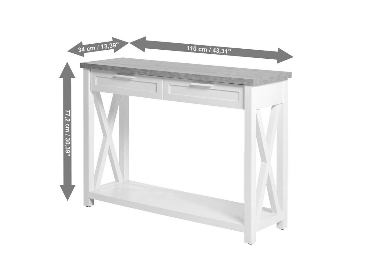KONSOLENTISCH Eichefarben  - Eichefarben/Schwarz, LIFESTYLE, Holzwerkstoff/Metall (110/34/77cm)