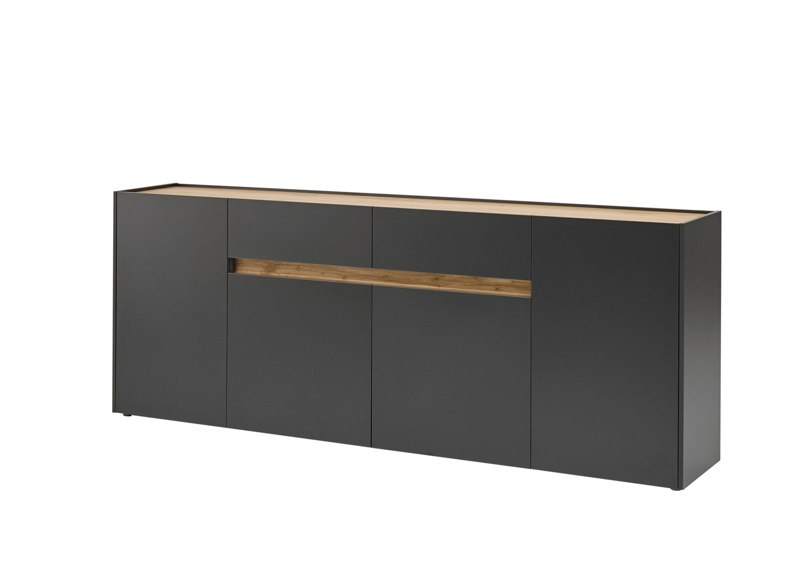 SIDEBOARD  223/86/40 cm 2 Schublade(n)  - Anthrazit/Eiche Wotan, Design, Holzwerkstoff/Kunststoff (223/86/40cm) - Modante