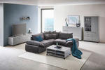 VITRINE in Grau, Hellgrau  - Hellgrau/Schwarz, Design, Glas/Holzwerkstoff (109,7/190,7/41,4cm) - Hom`in