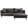 ECKSOFA in Lederlook Anthrazit  - Anthrazit/Schwarz, Modern, Textil/Metall (255/180cm) - Livetastic