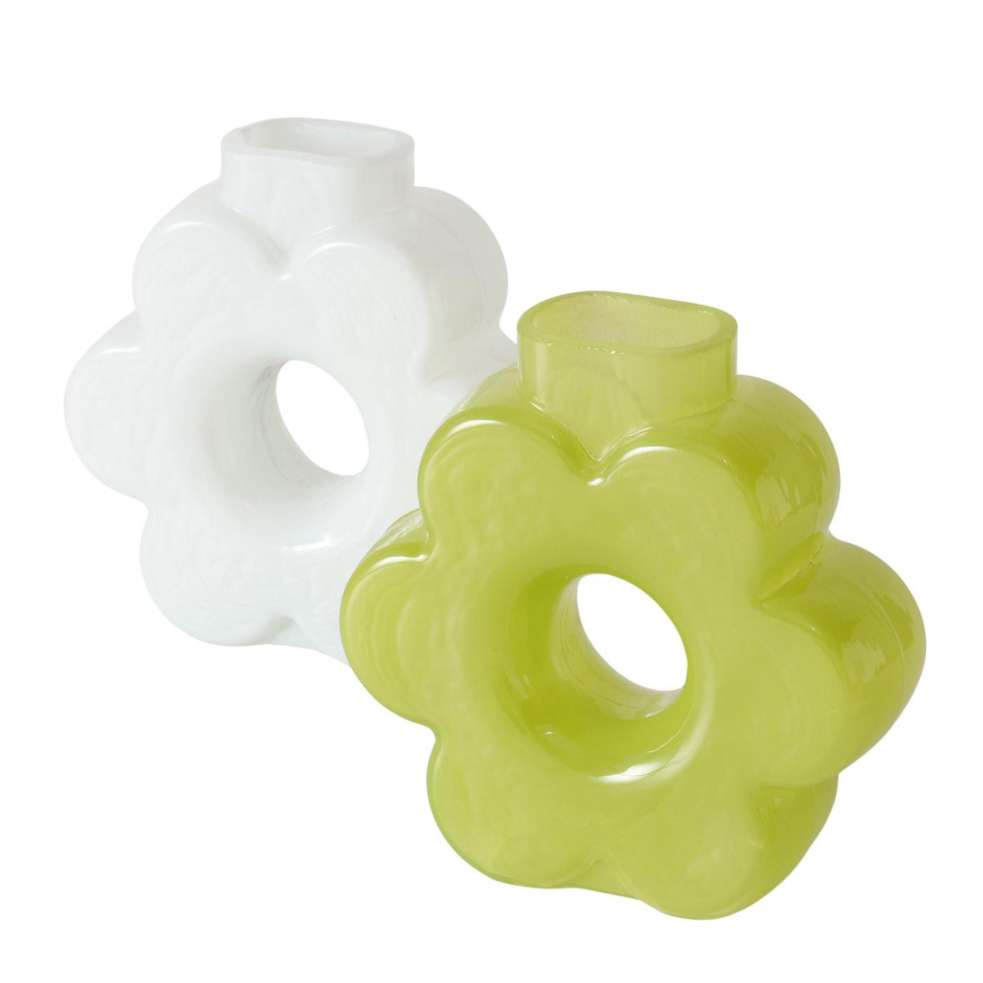 DEKORVAS  - vit/grön, Klassisk, glas (16/5,5/16cm)